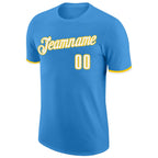Custom Powder Blue White-Gold Performance T-Shirt photo 4
