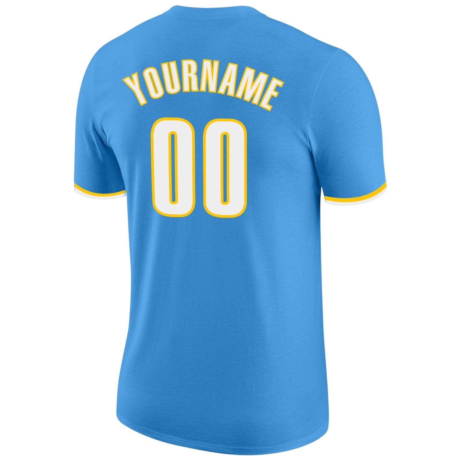 Custom Powder Blue White-Gold Performance T-Shirt photo 5