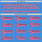Custom Powder Blue Pink-Black Hockey Jersey photo 3