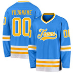 Custom Powder Blue Gold-White Hockey Jersey photo 1