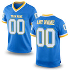 Custom Powder Blue White-Gold Mesh Authentic Throwback Football Jersey