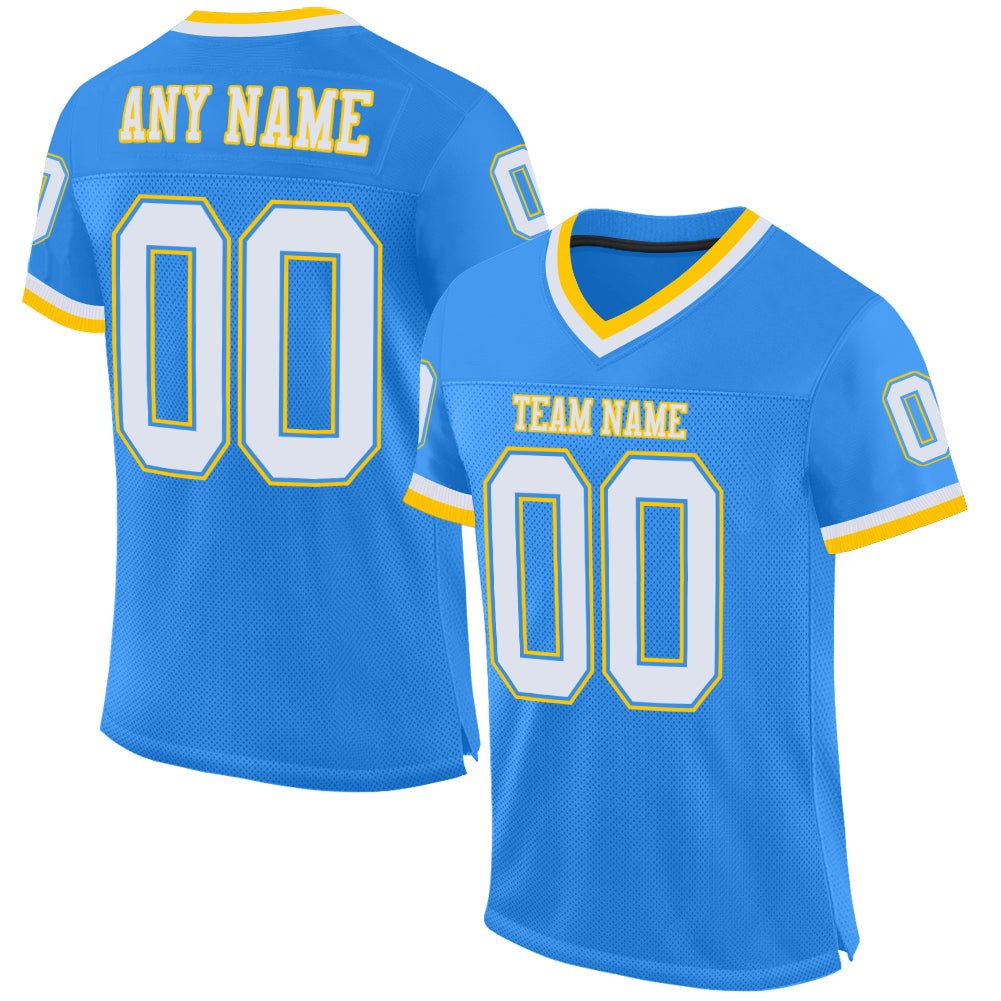 build gold powder blue football white jersey authentic throwback mesh powderblue0152