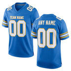 Custom Powder Blue White-Gold Mesh Authentic Football Jersey