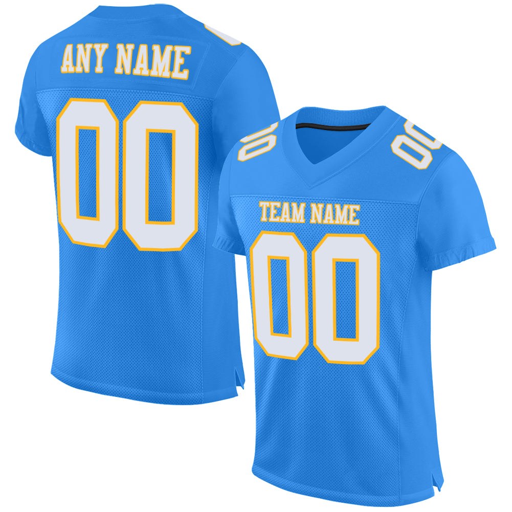 build gold powder blue football white jersey authentic mesh powderblue0172
