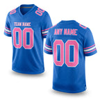 Custom Powder Blue Pink-White Mesh Authentic Football Jersey
