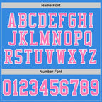 Custom Powder Blue Pink-White Mesh Authentic Football Jersey photo 2