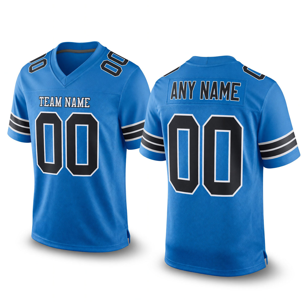 Custom Powder Blue Black-White Mesh Authentic Football Jersey