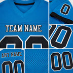 Custom Powder Blue Black-White Mesh Authentic Football Jersey detail