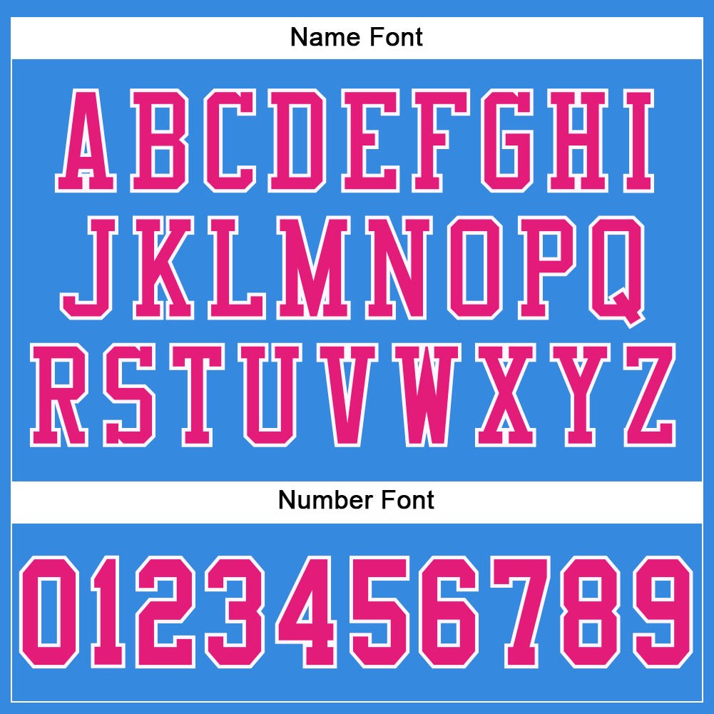 Custom Powder Blue Hot Pink-White Mesh Authentic Football Jersey photo 3