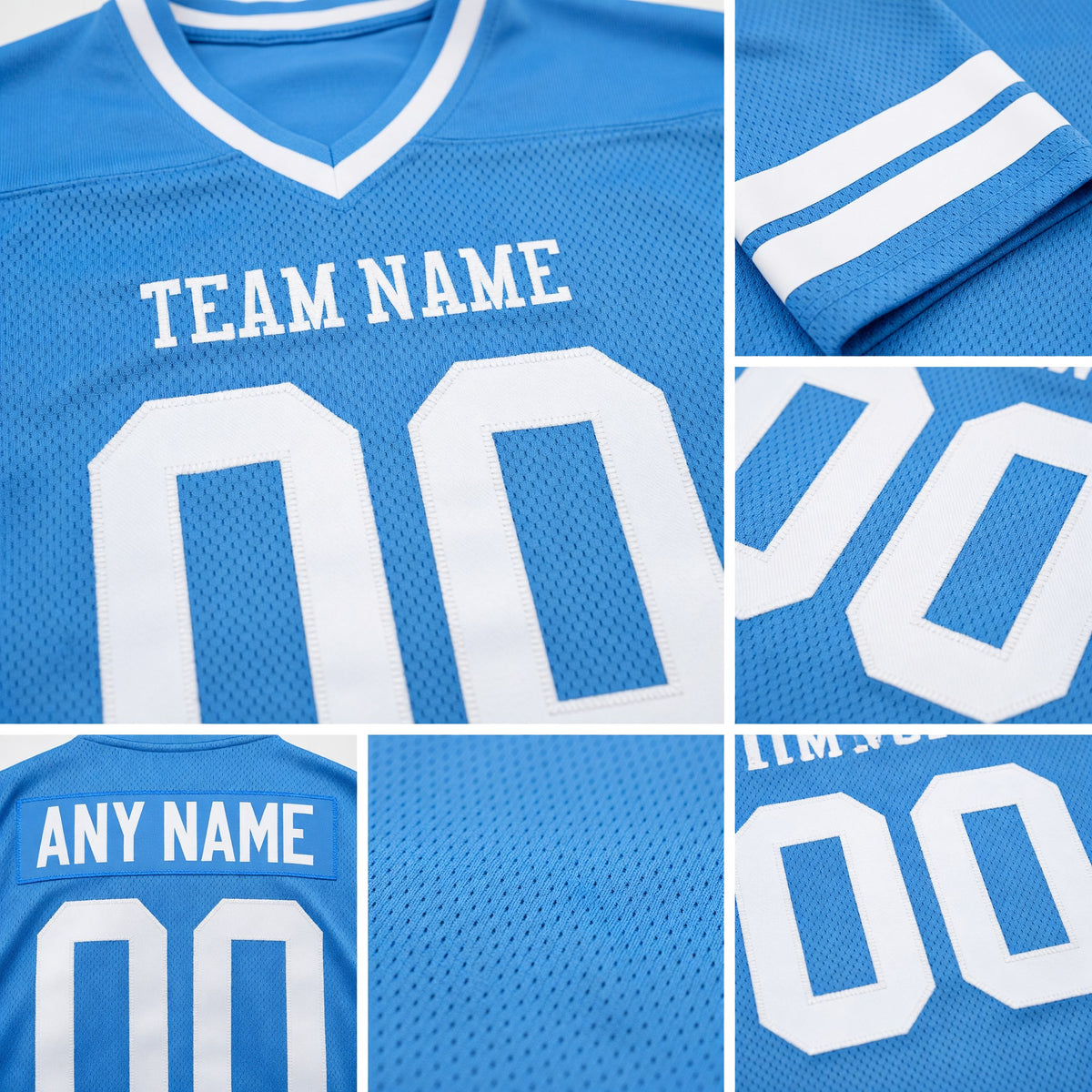 Custom Powder Blue White Authentic Football Jersey detail