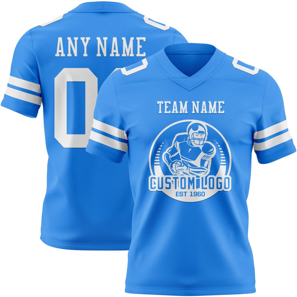 Custom Powder Blue White Authentic Football Jersey photo 2