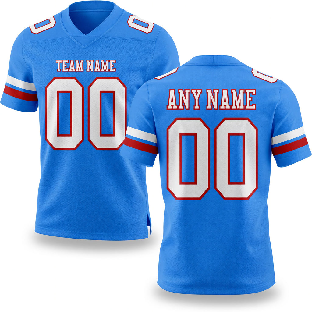 Custom Powder Blue White-Red Authentic Football Jersey