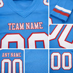 Custom Powder Blue White-Red Authentic Football Jersey detail