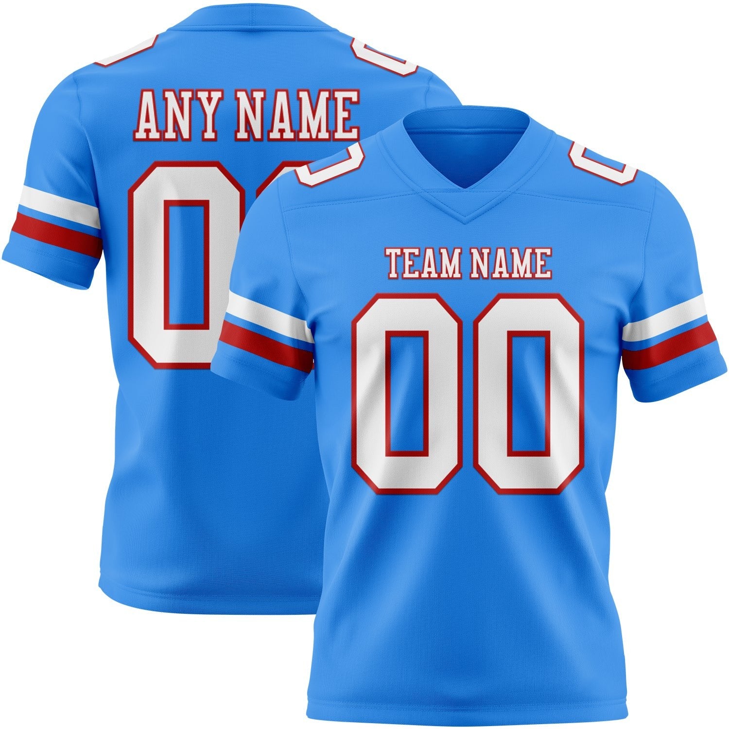 Custom Powder Blue White-Red Authentic Football Jersey photo 1