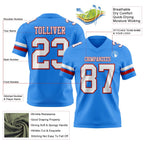 Custom Powder Blue White-Red Authentic Football Jersey photo 3
