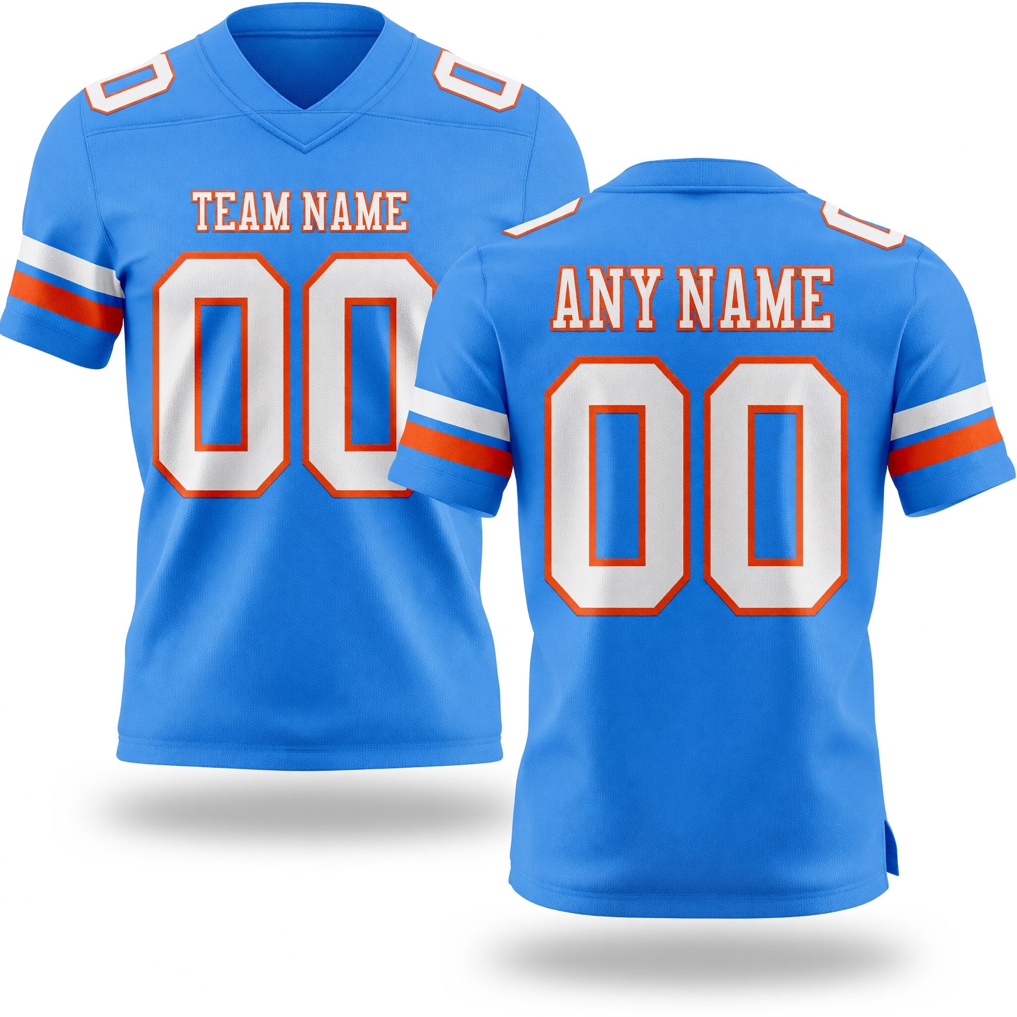 Custom Powder Blue White-Orange Authentic Football Jersey