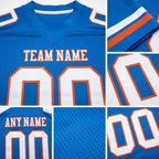 Custom Powder Blue White-Orange Authentic Football Jersey detail