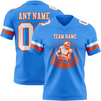 Custom Powder Blue White-Orange Authentic Football Jersey photo 2