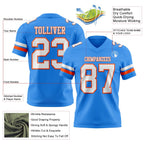 Custom Powder Blue White-Orange Authentic Football Jersey photo 3