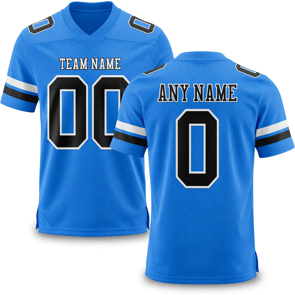 Custom Powder Blue Black-White Authentic Football Jersey