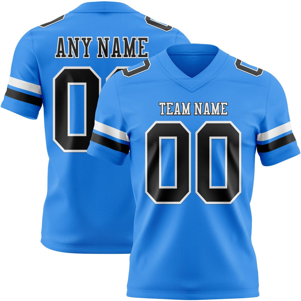 Custom Powder Blue Black-White Authentic Football Jersey photo 1