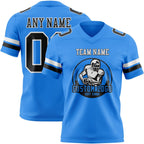 Custom Powder Blue Black-White Authentic Football Jersey photo 2