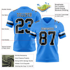 Custom Powder Blue Black-White Authentic Football Jersey photo 3