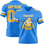 Custom Powder Blue Gold-White Authentic Football Jersey photo 2