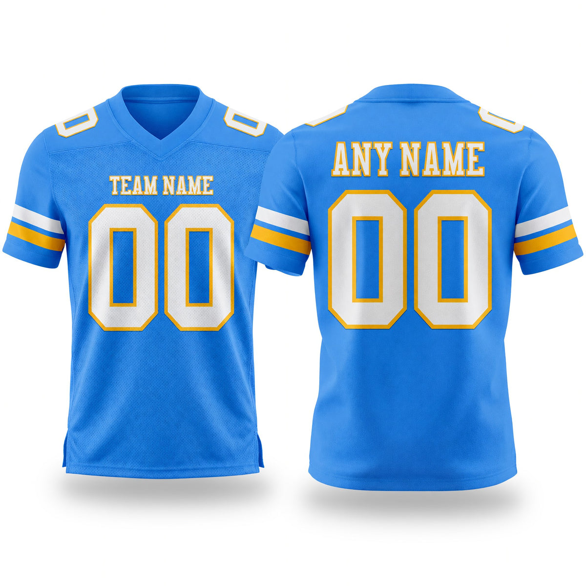 Custom Powder Blue White-Gold Authentic Football Jersey