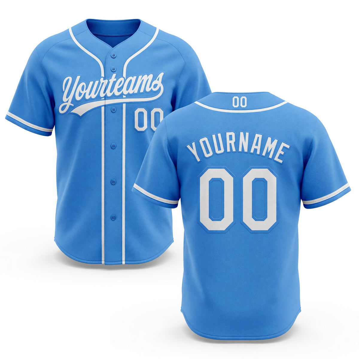 Custom Stitched Powder Blue White-Powder Blue Baseball Pullover Sweatshirt Hoodie