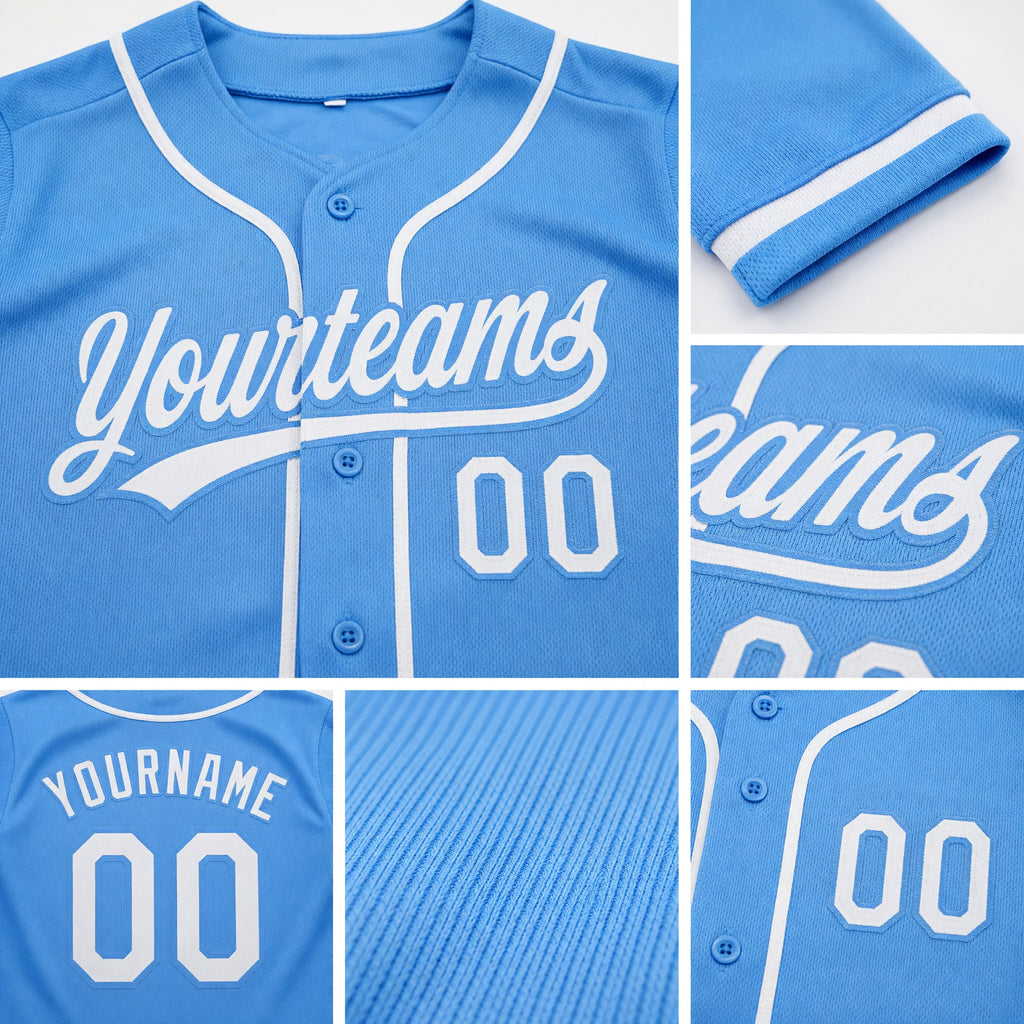 Custom Stitched Powder Blue White-Powder Blue Baseball Pullover Sweatshirt Hoodie detail