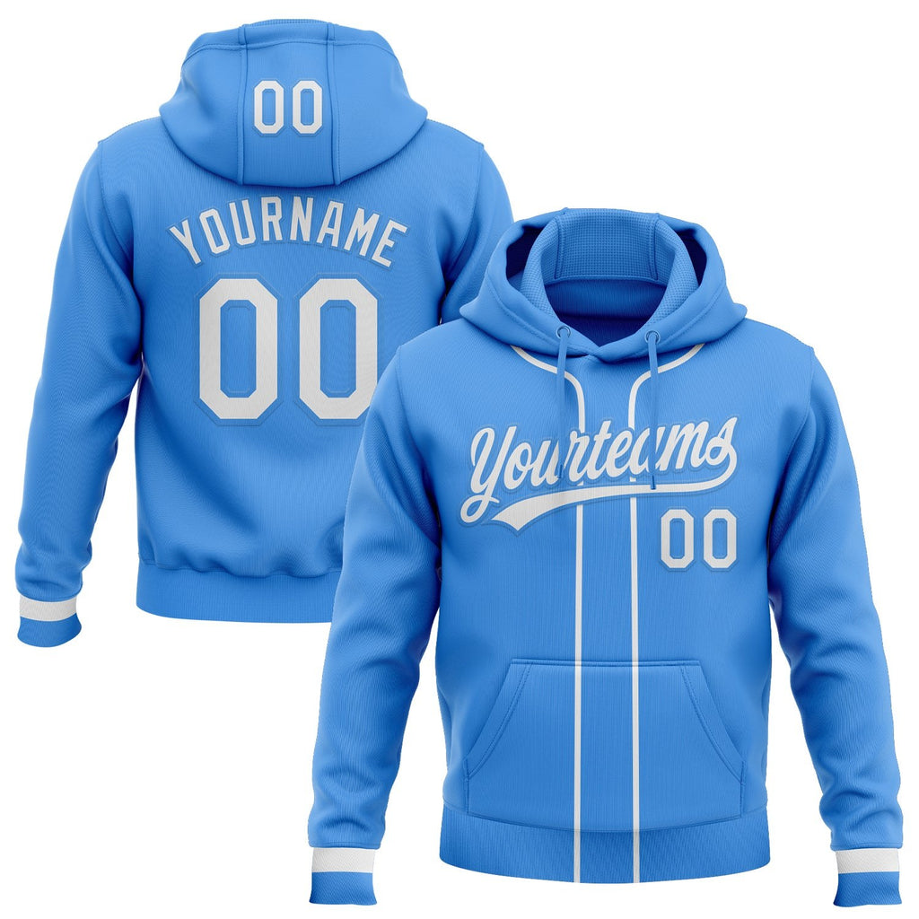 Custom Stitched Powder Blue White-Powder Blue Baseball Pullover Sweatshirt Hoodie photo 1