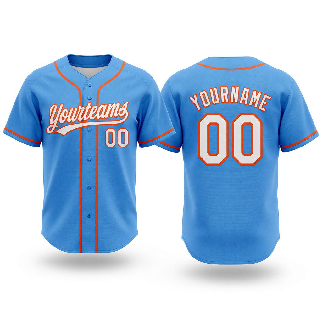 Custom Stitched Powder Blue White-Orange Baseball Pullover Sweatshirt Hoodie