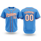 Custom Stitched Powder Blue White-Orange Baseball Pullover Sweatshirt Hoodie