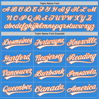 Custom Stitched Powder Blue White-Orange Baseball Pullover Sweatshirt Hoodie photo 3