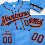 Custom Stitched Powder Blue Navy-Orange Baseball Pullover Sweatshirt Hoodie detail