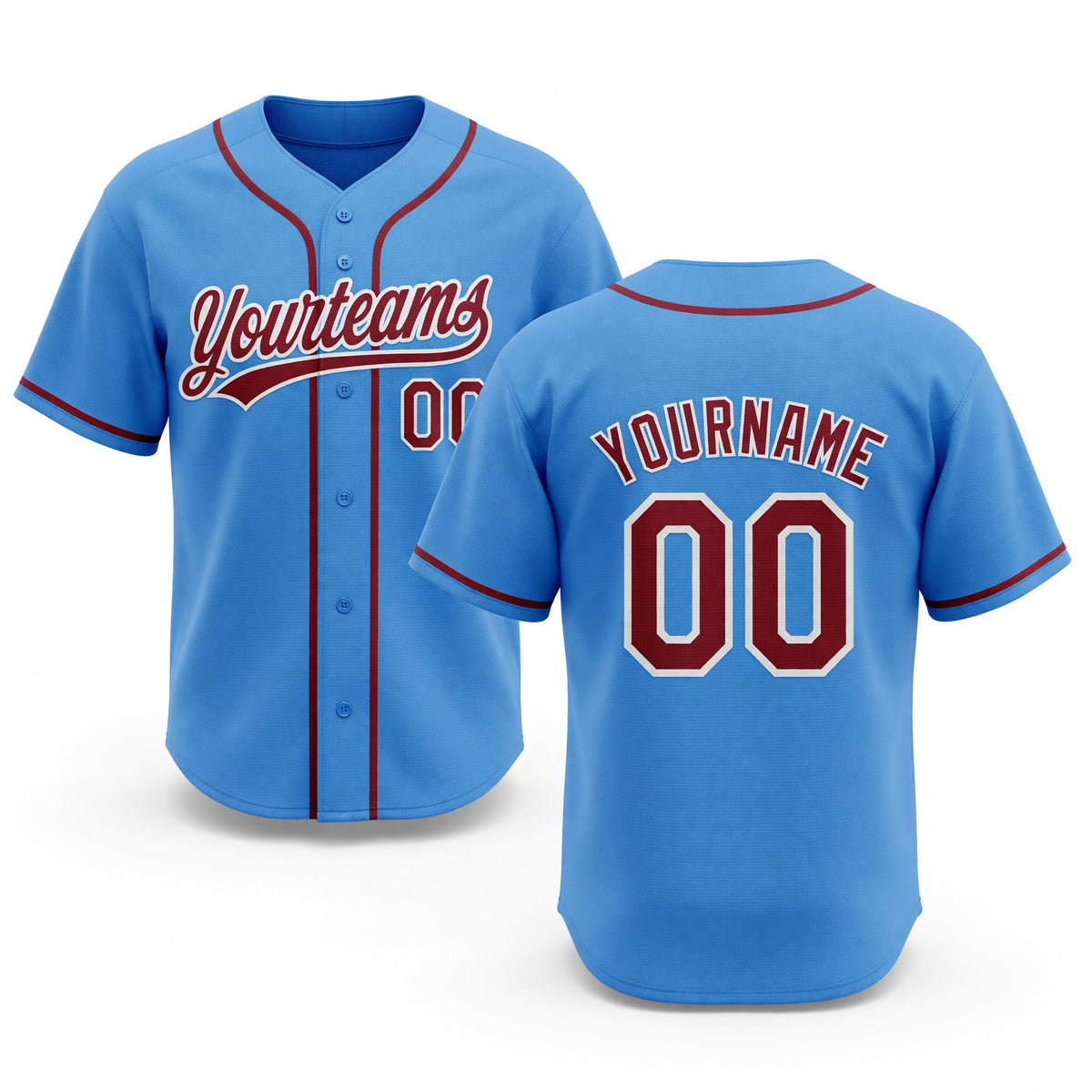 Custom Stitched Powder Blue Crimson-White Baseball Pullover Sweatshirt Hoodie