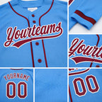 Custom Stitched Powder Blue Crimson-White Baseball Pullover Sweatshirt Hoodie detail