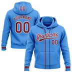 Custom Stitched Powder Blue Crimson-White Baseball Pullover Sweatshirt Hoodie photo 1