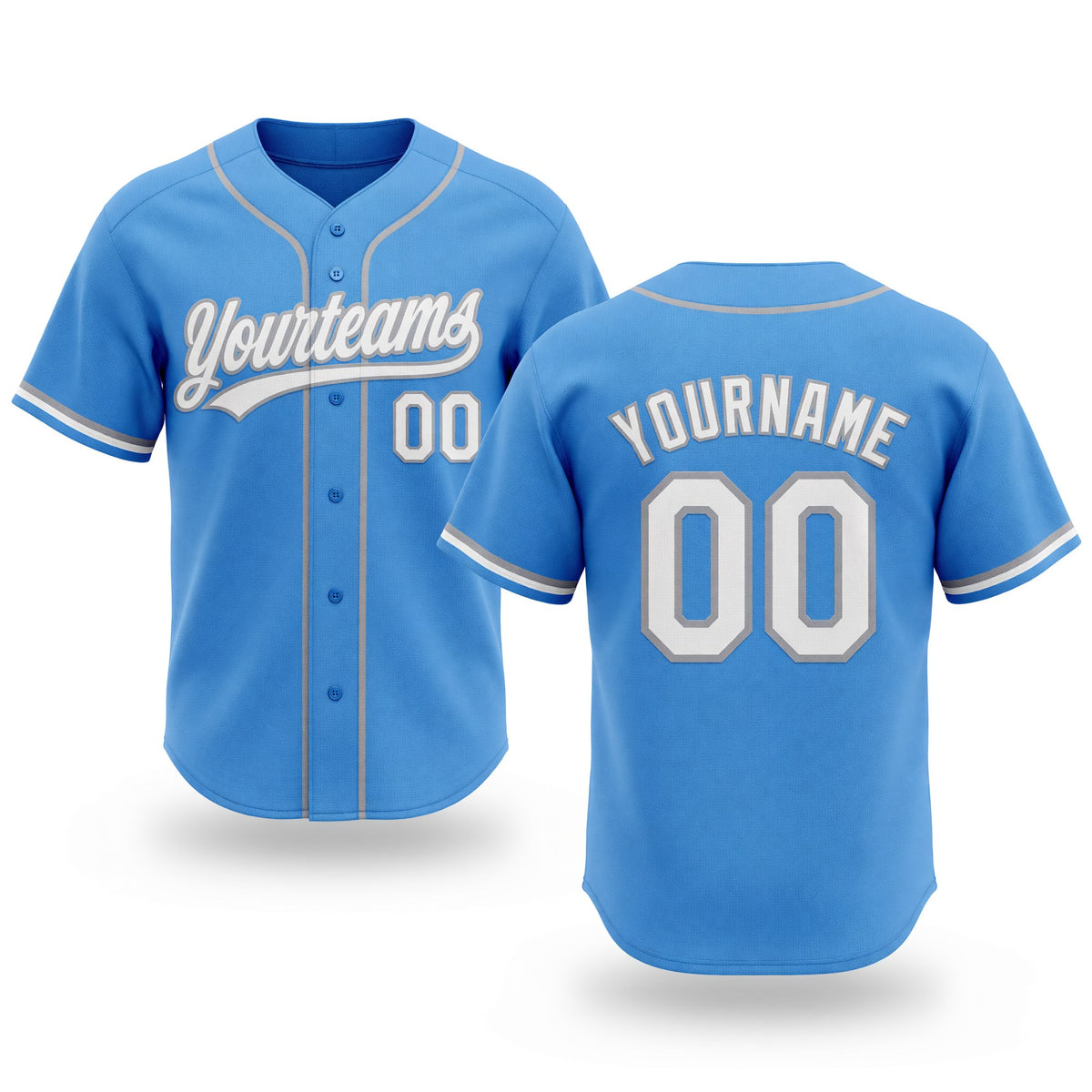Custom Stitched Powder Blue White-Gray Baseball Pullover Sweatshirt Hoodie