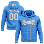 Custom Stitched Powder Blue White-Gray Baseball Pullover Sweatshirt Hoodie photo 1