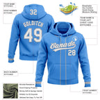 Custom Stitched Powder Blue White-Gray Baseball Pullover Sweatshirt Hoodie photo 2