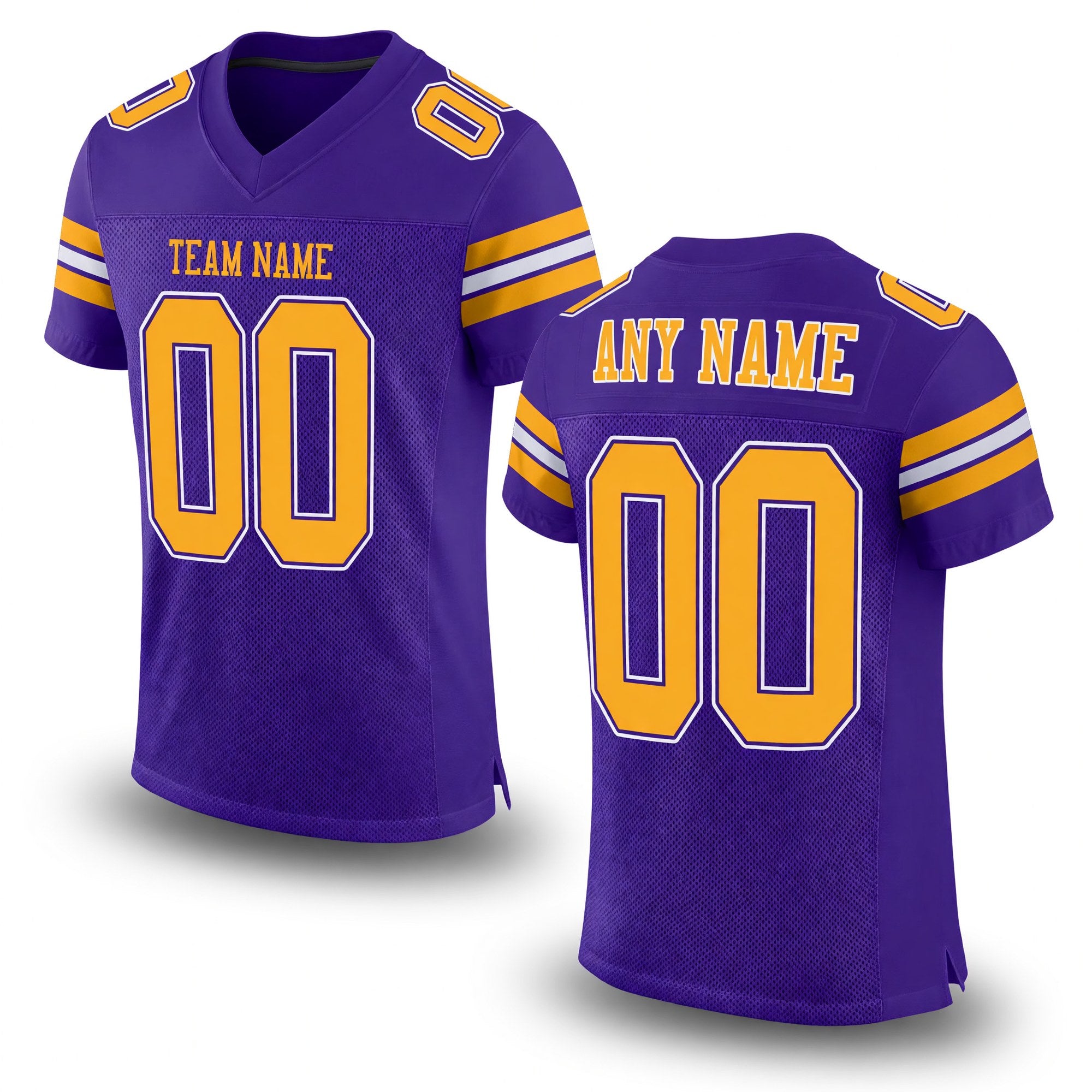 Custom Purple Gold-White Mesh Authentic Football Jersey