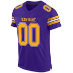 Custom Purple Gold-White Mesh Authentic Football Jersey photo 2