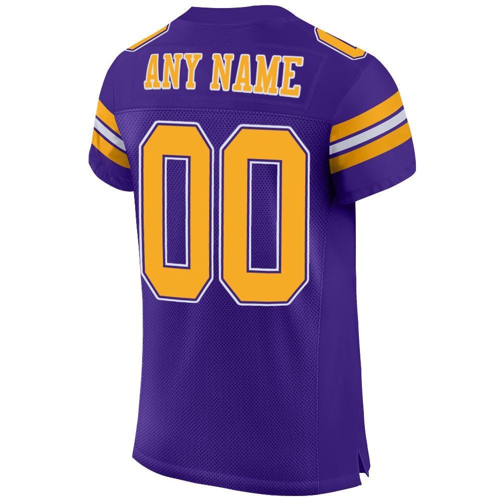 Custom Purple Gold-White Mesh Authentic Football Jersey photo 3