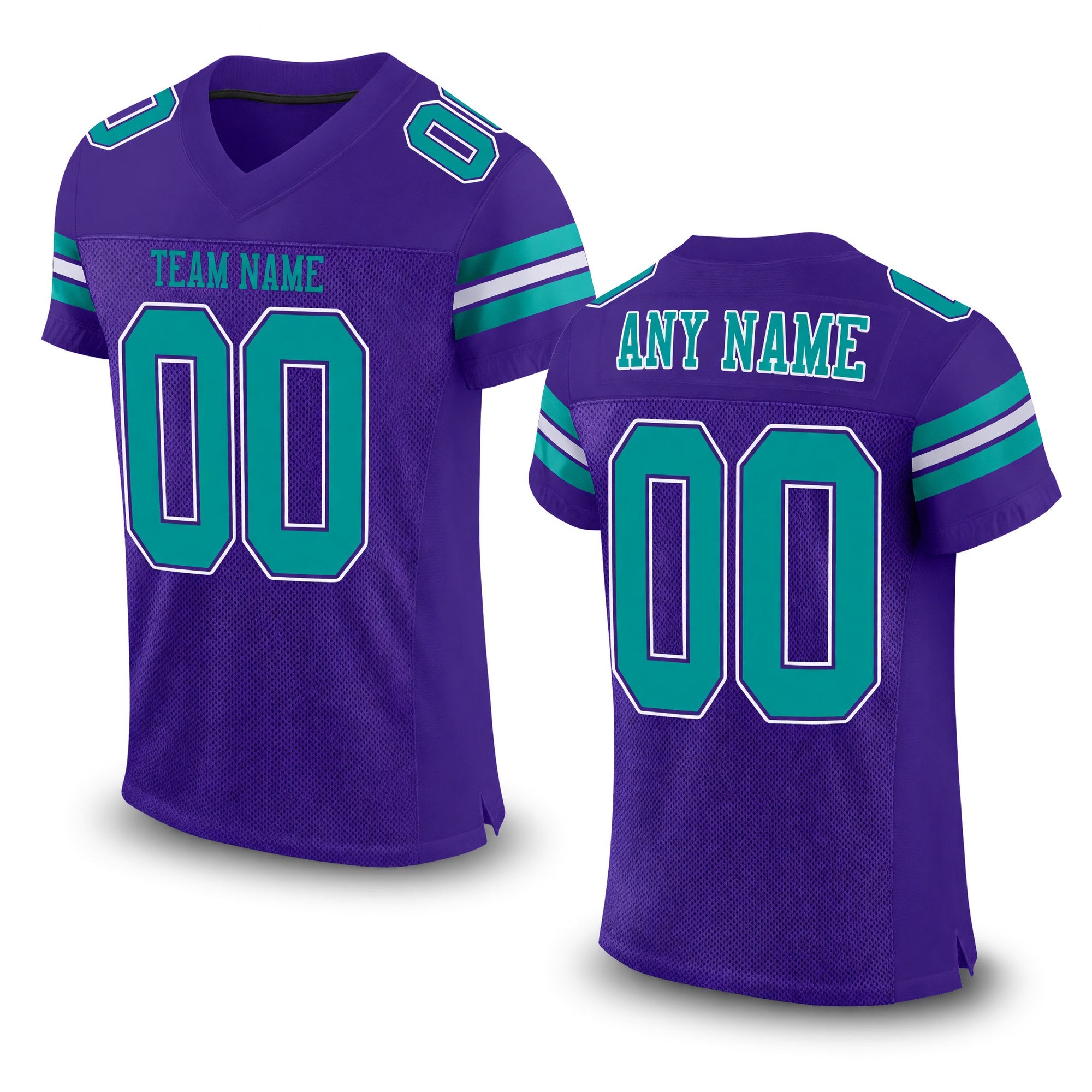 Custom Purple Aqua-White Mesh Authentic Football Jersey
