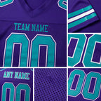 Custom Purple Aqua-White Mesh Authentic Football Jersey detail