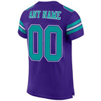 Custom Purple Aqua-White Mesh Authentic Football Jersey photo 3