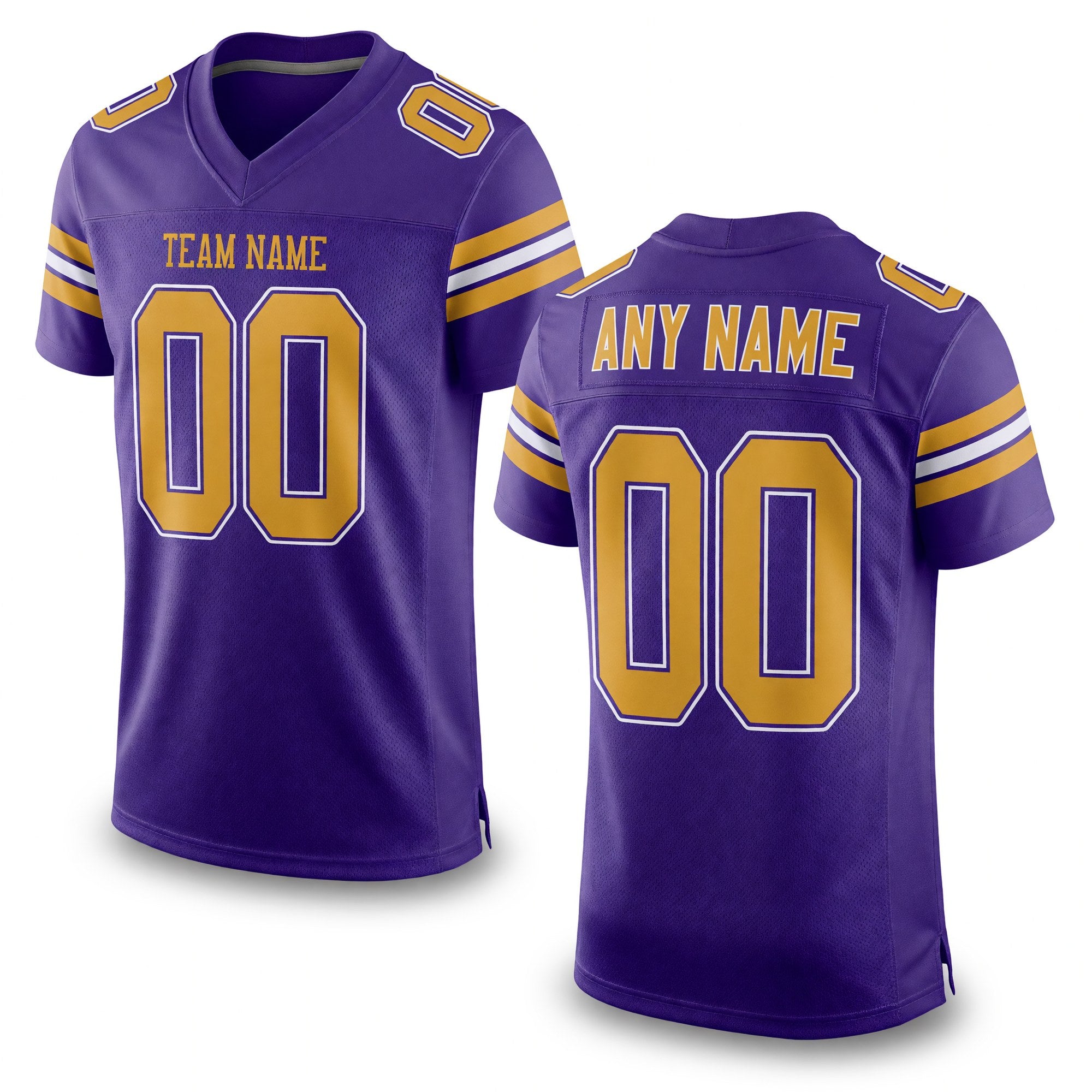 Custom Purple Old Gold-White Mesh Authentic Football Jersey