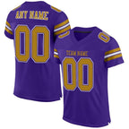 Custom Purple Old Gold-White Mesh Authentic Football Jersey photo 1